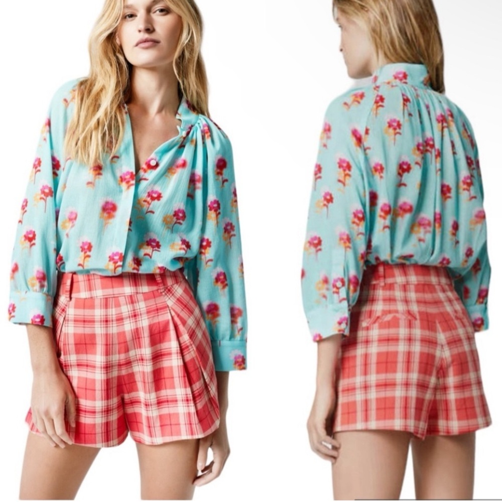 New! Smythe Pleated Plaid Walking Shorts‎ Sz 12 $425